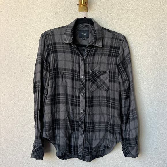 Rails Hunter Button Down Plaid Shirt in Charcoal Jet Size XS - Picture 2 of 5